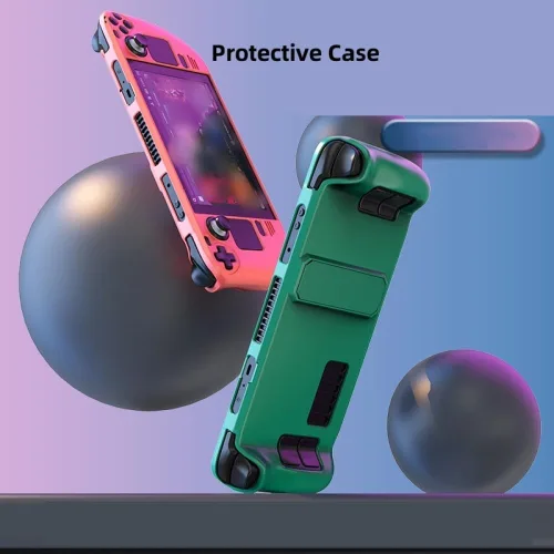 Vista 2 de Funda protectora colorida adecuada para Steam Deck Material de PC Funda protectora de cobertura total con soporte Sensación agradable para la piel
