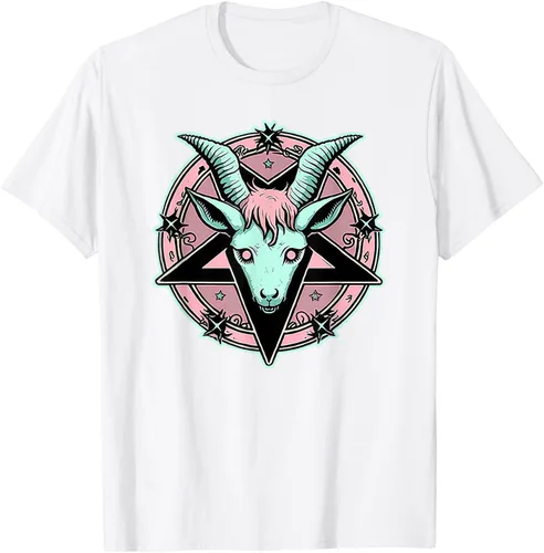 Vista 88 de Camiseta Kawaii Paste Creepy Goat Pentacle, Negro