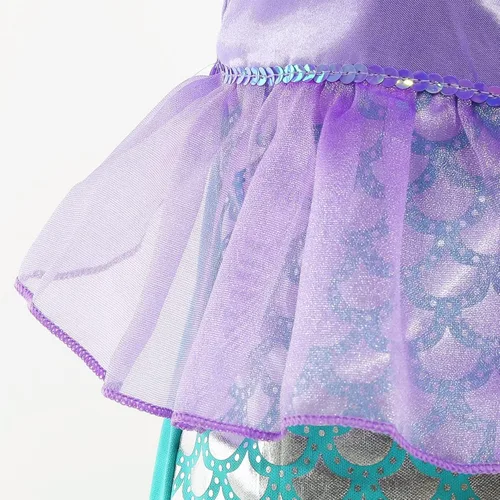 Vista 5 de Disfraz de sirena - Vestido de Arie para niñas, peluca de sirena de Halloween