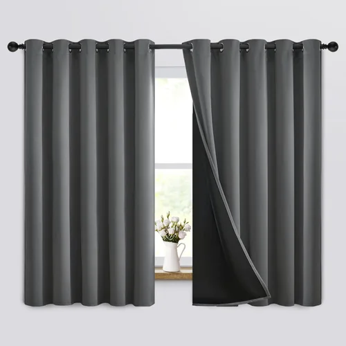 Vista 119 de Yakamok Cortinas negras, cortinas de ventana con aislamiento térmico y eficiencia energética para dormitorio, cortinas opacas completas y cortinas
