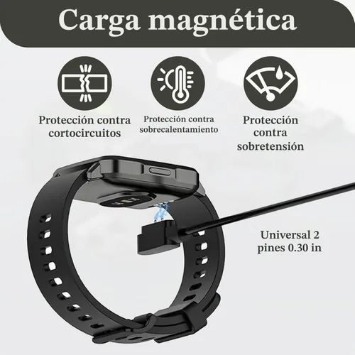 Vista 5 de Paquete de 2 cables de carga magnéticos para reloj inteligente, 2 pines de 0.300 in, cable de carga de repuesto compatible con reloj inteligente