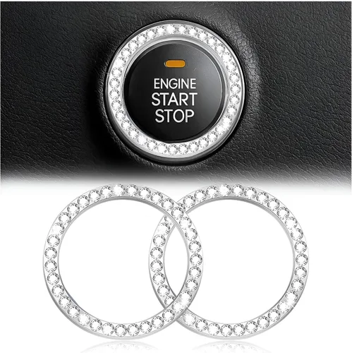 Vista 45 de Calcomanías de anillo de arranque de motor con diamantes de imitación de cristal, paquete de 2 unidades, cubierta / calcomanías para botón de Doble