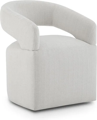 Vista 26 de KISLOT Juego de 1 sillas de comedor tapizadas con ruedas, color beige crema