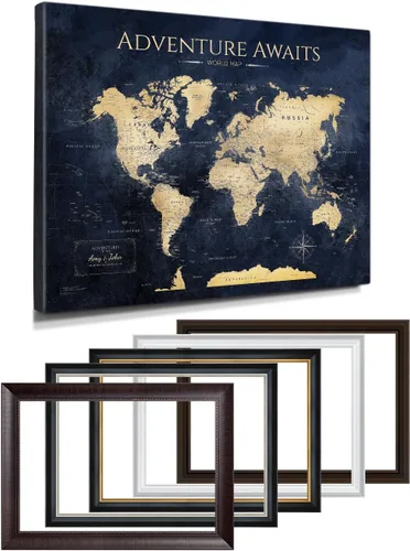 Vista 25 de IPIC - Lienzo con mapas de EE. UU. para decoración de pared, mapa con pin de empuje para marcar viajes, mapa de viaje impreso de EE. UU.