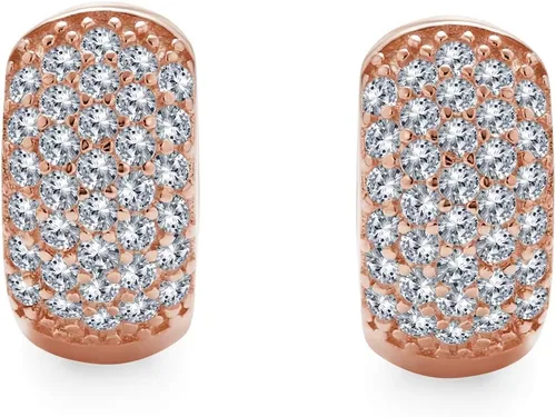 Vista 2 de 5 filas pavimentan circonitas cúbicas anchas para mujer, plata de ley 925 chapada en oro rosa