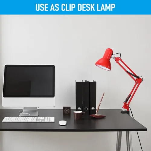 Vista 4 de TORCHSTAR Lámpara de escritorio de metal con abrazadera, brazo oscilante, lámpara de mesa ajustable de cuello de ganso para arquitecto, luces