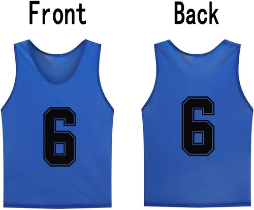 Vista 2 de Paquete de 12 (1-12) Pinnies/baberos de entrenamiento de fútbol/camisetas de baloncesto para niños, jóvenes y adultos