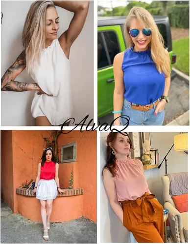 Vista 5 de AlvaQ - Camiseta de gasa estilo casual sin mangas para mujer, con cuello halter, para verano