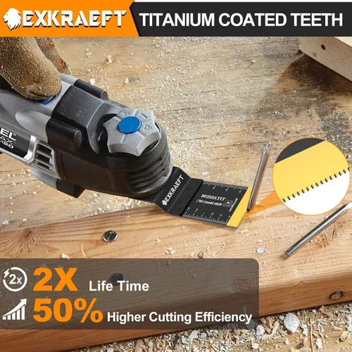 Vista 3 de 100 cuchillas oscilantes multiherramienta de titanio, cuchillas de sierra oscilantes universales para uñas de metal, madera y plástico, kits
