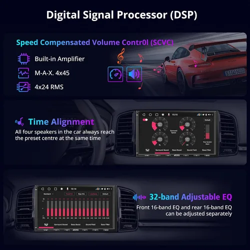 Vista 5 de S8 8-Core 4G+32G Estéreo de Coche Android Doble DIN, 4G LTE, WiFi/BT/USB Tethering, Pantalla Táctil QLED Inalámbrica de 7 Pulgadas CarPlay Android