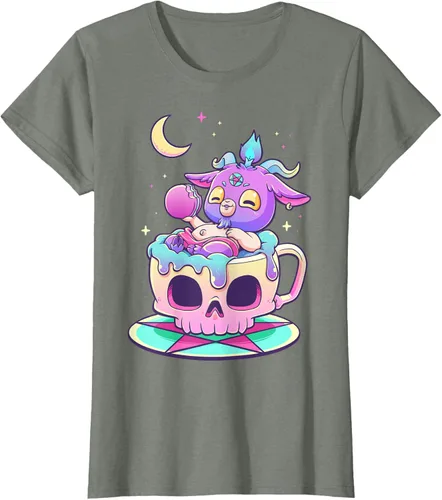 Vista 13 de Kawaii Pastel Goth Cute espeluznante Pentáculo Baphomet - Camiseta de cabra, Negro