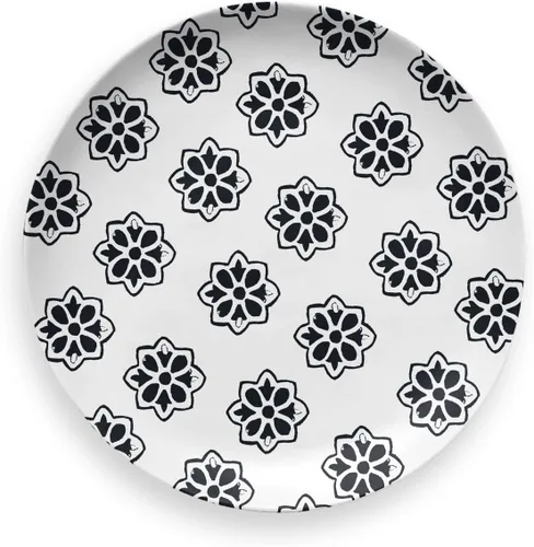 Vista 2 de TarHong Plato de ensalada surtido de medallón de bambú negro, 8.5 pulgadas, planta (material de melamina a base de plantas mayoritarias), juego de 4