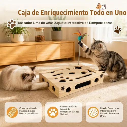 Vista 2 de Caja de enriquecimiento del rompecabezas del rasguño del gato, juguete