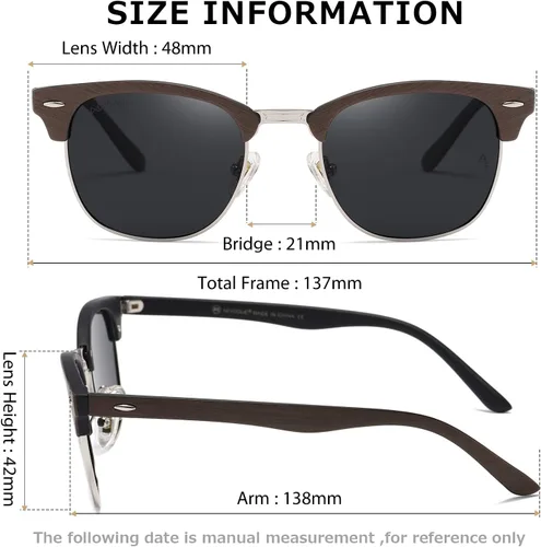 Vista 38 de AEVOGUE Gafas de sol polarizadas para mujeres y hombres semi marco retro gafas de sol AE0369
