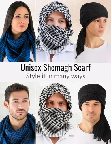 Vista 9 de LOVARZI Shemagh Cottons Arab Keffiyeh - Bufanda militar táctica para cabeza y cuello