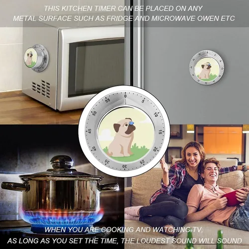 Vista 4 de Temporizador de cocina para perro, temporizador magnético, temporizador mecánico para hornear en el hogar