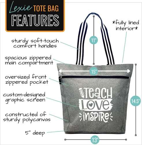 Vista 2 de Brooke & Jess Designs Teacher Tote Bag for Work - Teacher Handbag Gifts for Women, Teacher Bag Best Teacher Appreciation Gift
