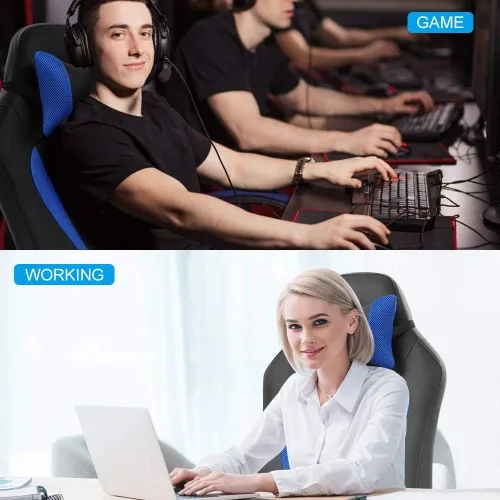 Vista 7 de Meet perfect Silla ergonómica para juegos con soporte lumbar, color azul