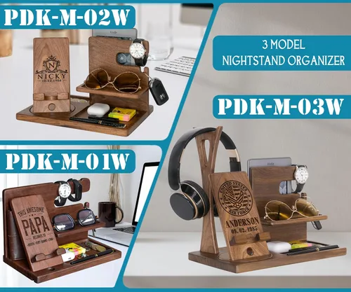 Vista 2 de Organizador de escritorio personalizado para la Guardia Costera de Estados Unidos, organizador único hecho a mano para esposo, novio, regalos