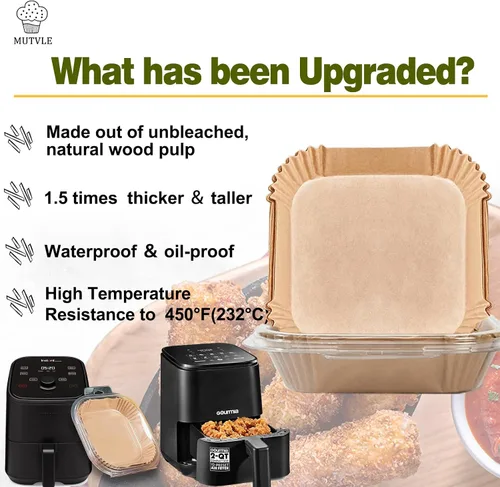 Vista 2 de Forros pequeños para freidora de aire COMFEE' Compact 2.1, forros de 2 cuartos de galón para freidora de aire para Instant Pot Vortex Mini, forros