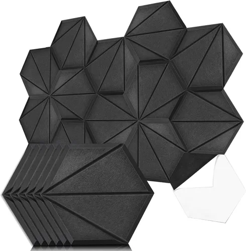 Vista 10 de Art3dwallpanels Paquete de 12 paneles acústicos autoadhesivos, 14" X 12" X 0.4" paneles de pared insonorizados, paneles de absorción de sonido