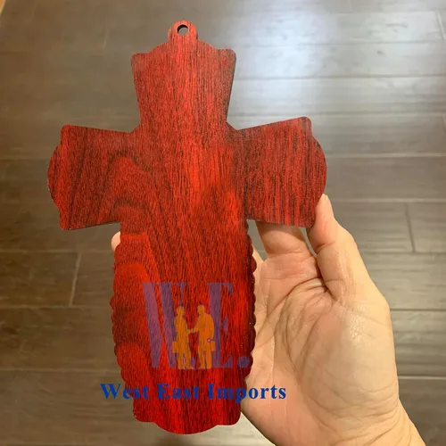 Vista 6 de WE 12 piezas de cruz de pared de madera de San Judas católico - Bautismo Favor