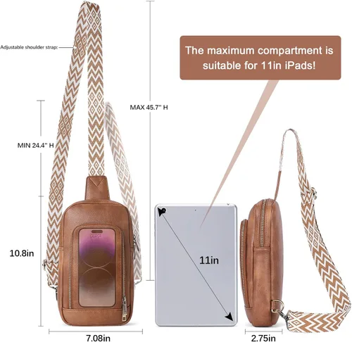 Vista 3 de Bolsos cruzados para mujer, bolso cruzado para mujer, bolso cruzado de cuero para mujer, mochila de viaje