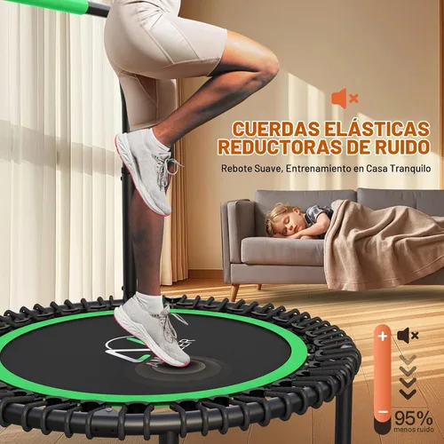 Vista 6 de ANCHEER Trampolín Rebounder de 40 pulgadas con mango ajustable de 4 niveles, mini trampolín máximo de 400 libras, trampolín de fitness resistente