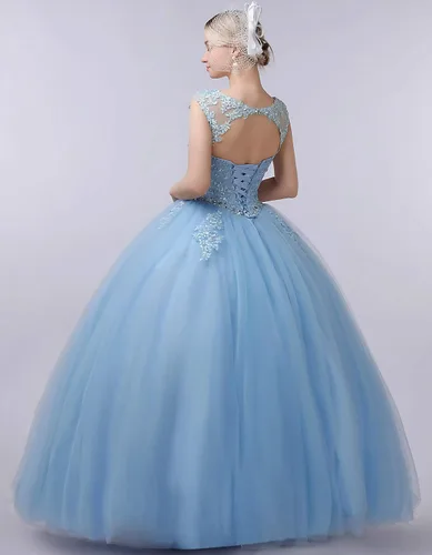Vista 8 de CharmingBridal Vestidos de quinceañera de encaje con cuello barco, vestido de baile de princesa 2023