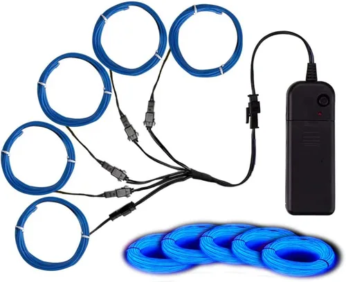 Vista 12 de MaxLax Cable EL, luces de neón portátiles, cable EL 5 en 3.3 ft, alambre electroluminiscente para decoración de Halloween, fiesta de Navidad Ten