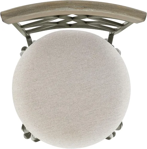 Vista 10 de Linon Curves - Taburete giratorio de metal de peltre de 25 pulgadas con asiento tapizado beige