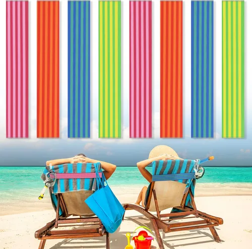 Vista 9 de Boao 4 paquetes de bandas de toalla para silla de playa, esenciales para piscina y crucero, elásticas y resistentes al viento, clips para toallas