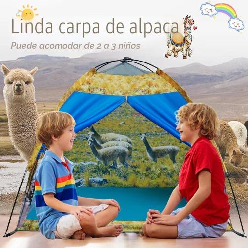 Vista 4 de Mnagant Tienda de campaña de alpaca para niños, divertida casa de juegos desplegable para niños y niñas, fácil instalación, tienda de campaña