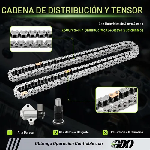 Vista 5 de Kit de cadena de distribución 1.8 06H109507N W/tensor para Audi A3 A4 A5 A6 Allroad, A3/A4/A6 Quattro, TT Quattro, VW Jetta Beetle Tiguan Eos