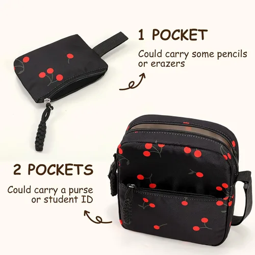 Vista 6 de Mochila con lazo para mujer, mochila kawaii de nailon coquette, juego de 3 piezas, linda mochila para computadora portátil universitaria, mochila