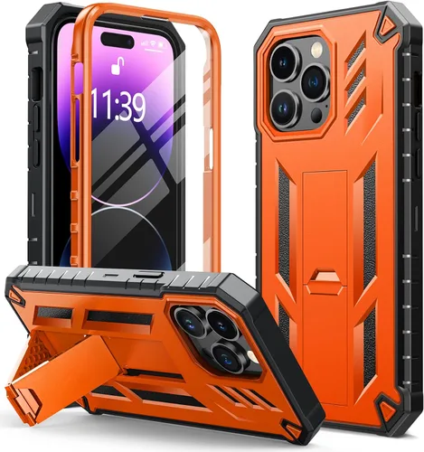 Vista 10 de para Funda iPhone 14 Pro Max: Cubierta de teléfono celular resistente de grado militar con patada y funda Protección contra golpes de TPU
