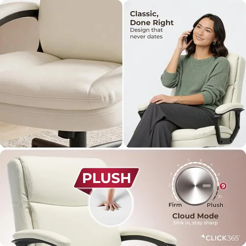 Vista 5 de Transform 2.0 Silla de oficina ergonómica, silla de escritorio con respaldo medio con brazos acolchados, soporte lumbar, altura ajustable, Blanco