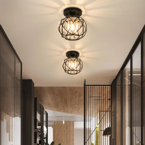 Vista 3 de Lámparas de techo para pasillo, montaje empotrado, E26, iluminación de techo con candelabro pequeño de cristal, iluminación interior para vestíbulo