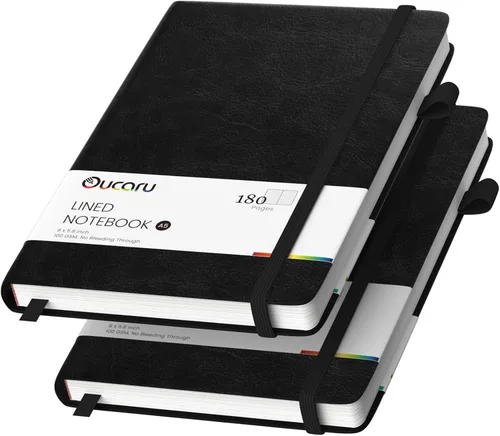 Vista 34 de Oucaru Cuaderno rayado, paquete de 4, 180 páginas, diarios A5 para escribir, papel grueso de 100 GSM, cuadernos pequeños diarios para mujeres