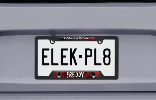Vista 2 de Elektroplate Con licencia oficial – Freddy Krueger Nightmare on Elm Street - Marco de matrícula de plástico negro de grado automático, marco