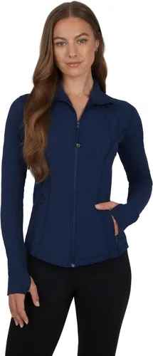 Vista 31 de 90 Degree By Reflex Chaqueta ligera atlética con cremallera completa, ajuste delgado, para correr, con aberturas para los pulgares Negro