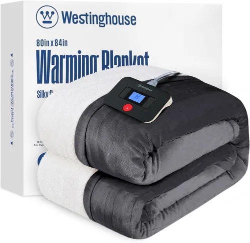 Vista 30 de Manta eléctrica con calefacción Westinghouse, manta eléctrica con 6 niveles de calefacción y configuración de tiempo de 2-10 horas, manta eléctrica