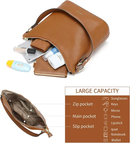 Vista 3 de BOSTANTEN Bolso de cuero para mujer, diseño de bolsos de hombro, Hobo