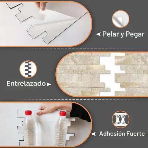 Vista 5 de VAOVI Azulejos autoadhesivos para salpicaduras de cocina, azulejos estilo metro lineal de mosaico de piedra para baño, pared de ducha impermeable