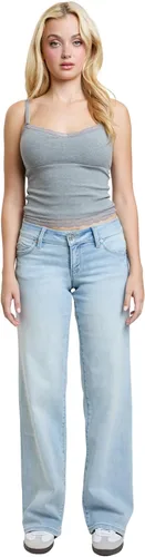 Vista 4 de YMI Pantalones de Elastano para Mujer YMI Jeans de Cintura Baja y Pierna Ancha Wannabettabutt