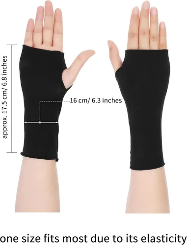 Vista 3 de Bememo Guantes sin dedos para mujer guantes de protección UV hasta la muñeca guantes de algodón con bloqueo solar guantes de conducción unisex