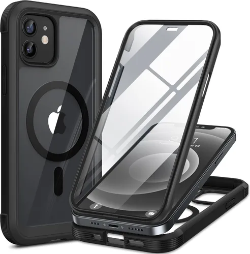 Vista 112 de Miracase - Funda magnética para iPhone 13 Pro Max de 6.7 pulgadas (compatible con MagSafe), transparente, completo, protector de pantalla de vidrio