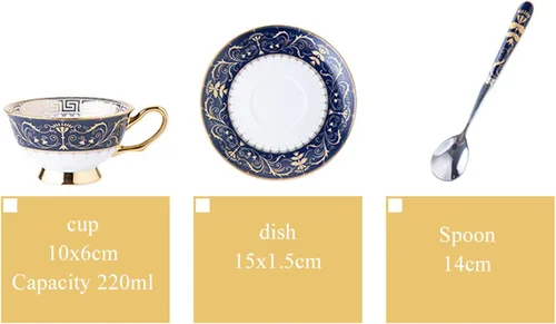 Vista 3 de TFE's - Juego de taza de té y platillo, 6 piezas de porcelana de hueso con diseño vintage, juego de taza de café y taza de espresso para cualquier