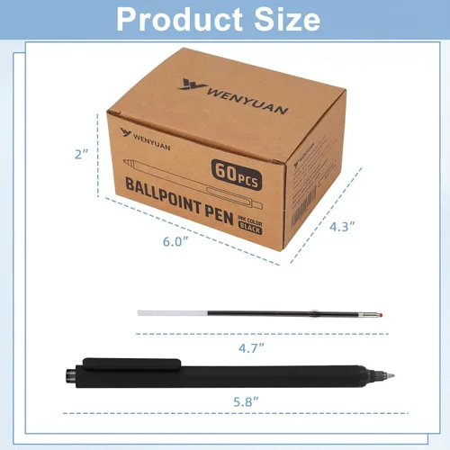 Vista 18 de WY WENYUAN Bolígrafos a granel, paquete de 30 bolígrafos negros de bola (punta media de 1.0 mm) - Bolígrafos de escritura suave sin manchas tipo