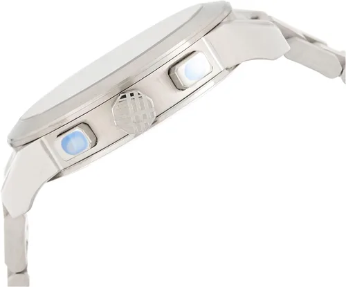 Vista 3 de BURBERRY Reloj de pulsera de acero inoxidable con cuadros grandes BU9351 para mujer, PlataNegro, Cronógrafo